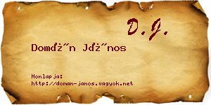 Domán János névjegykártya